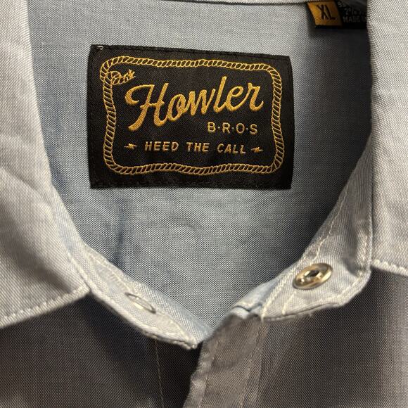 Howler Brother Cross Cut Deluxe Western Snap Shirt XL Diamantes Embroidery Men’s - Picture 3 of 8